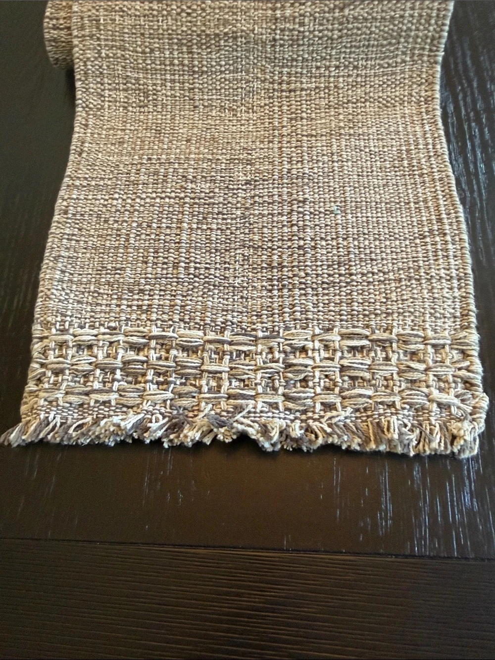Neutral Woven Table Runner - Natural Beige 90 inches